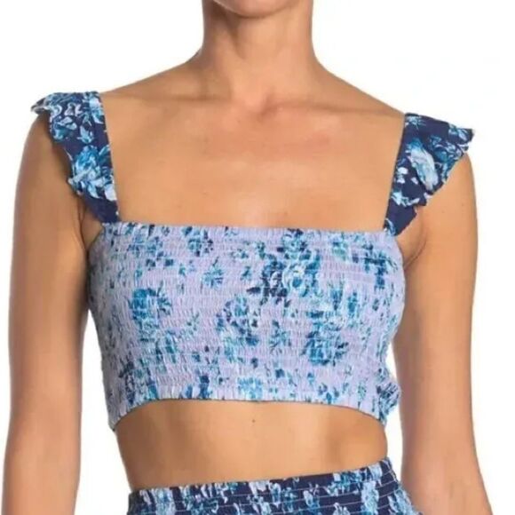 Nanette Lepore Suzie Blue floral crop - Picture 1 of 6
